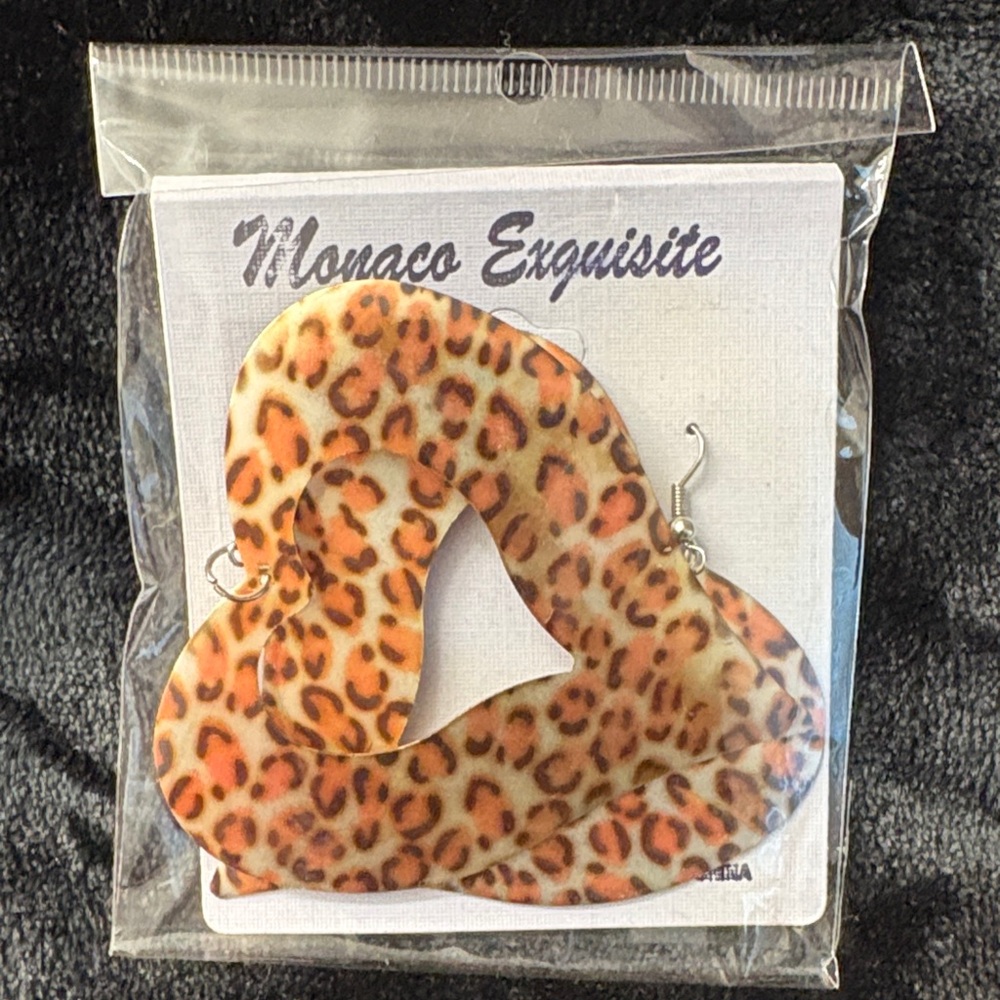 Leopard Print Heart Earrings